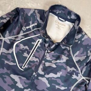 Sunice Mens Golf Pullover Medium M Camo Long Sleeve 1/4 Zip Mock Neck Athletic*